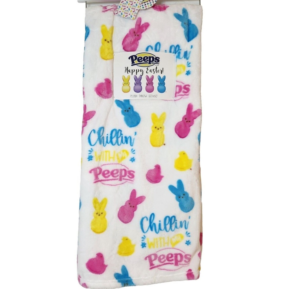 PEEPS Easter Candy Plush Throw Blanket 50"x60” Chillin’ With My Peeps Multicolor